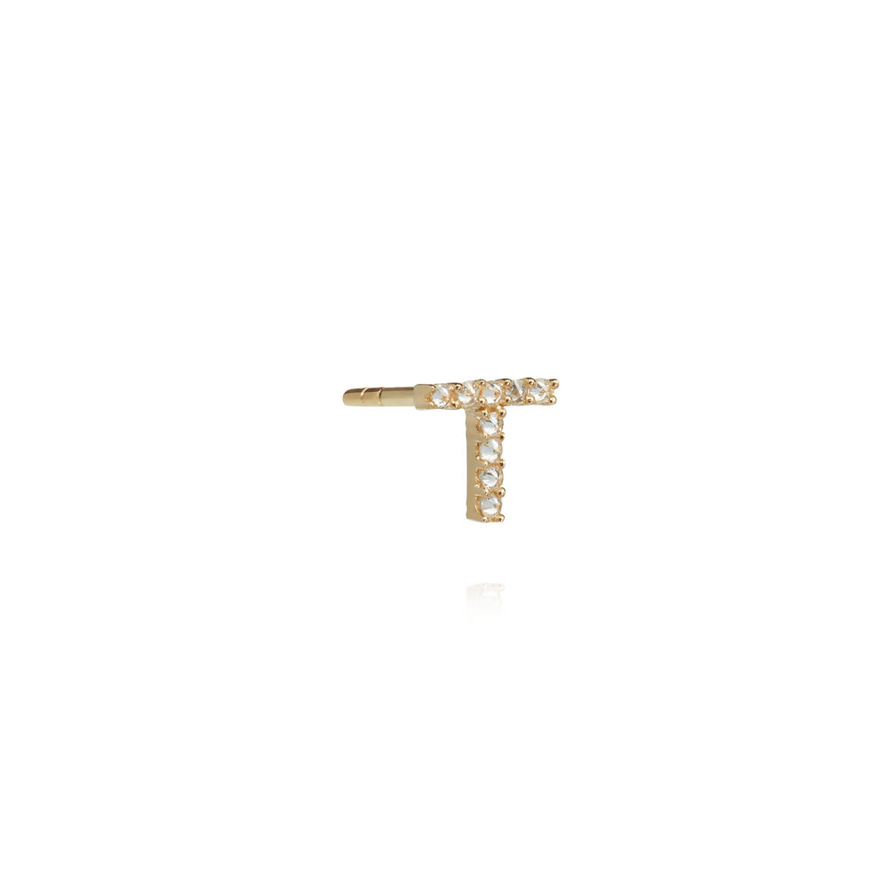 18ct Gold Diamond Initial T Single Stud Earring | Annoushka jewelley